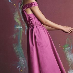 Anthropologie Maeve Mona Midi Off Shoulder Dress